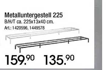 Metalluntergestell 225 B/H/T ca. 225x13x40 cm.