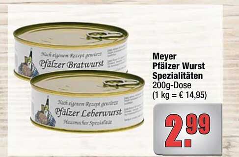 Meyer Pfälzer Wurst Spezialitäten 200g-Dose