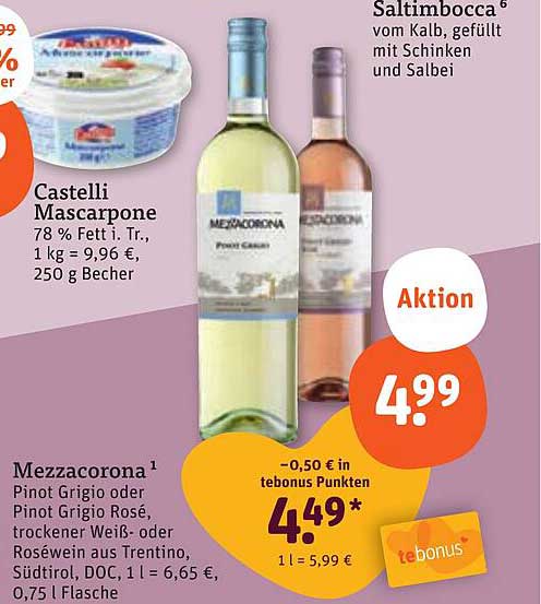 Mezzacorona 1 Pinot Grigio oder Pinot Grigio Rosé, trockener Weiß- oder Roséwein aus Trentino