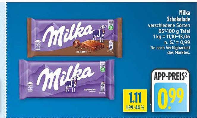 Milka Schokolade verschiedene Sorten 85-100 g Tafel