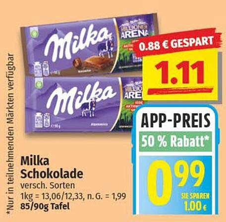 Milka Schokolade verschiedene Sorten
