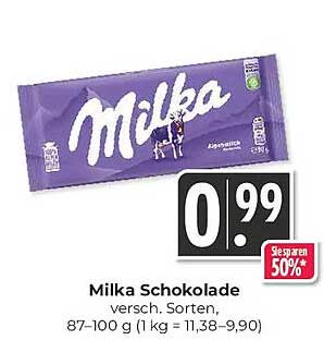 Milka Schokolade - verschiedene Sorten