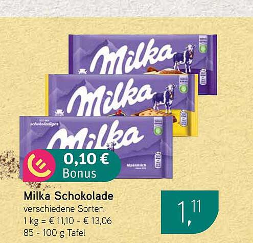Milka Schokolade verschiedene Sorten
