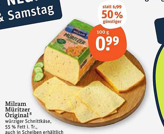 Milram Müritzer Original – würziger Schnittkäse, 55% Fett i. Tr., in Scheiben erhältlich