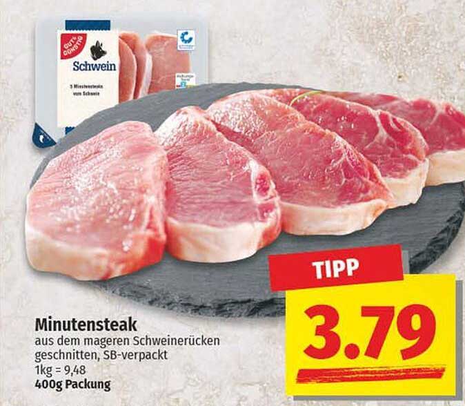 Minutensteak aus dem mageren Schweinerücken
