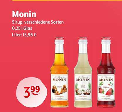 Monin Sirup, verschiedene Sorten