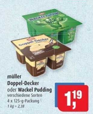 müller Doppel-Decker oder Wackel Pudding verschiedene Sorten 4 x 125-g-Packung