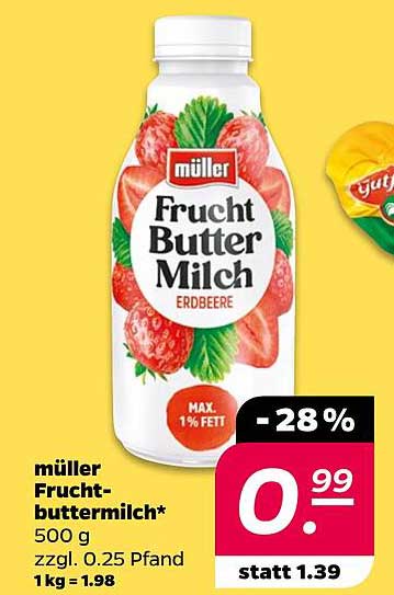 müller Fruchtbuttermilch Erdbeere 500 g