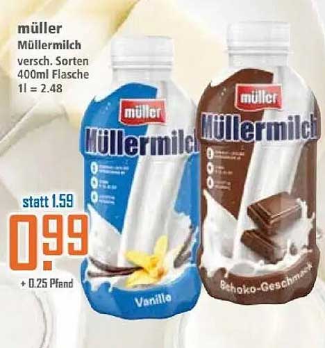 müller Müller Milch 400ml Flasche - Vanille und Schoko