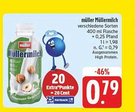 müller Müller Milch verschiedene Sorten 400 ml Flasche