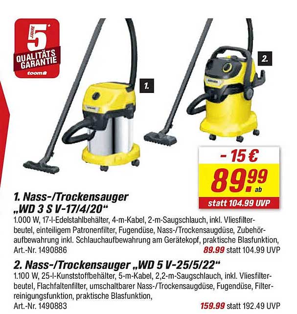 Nass-/Trockenstaubsauger „WD 3 S V-17/4/20“