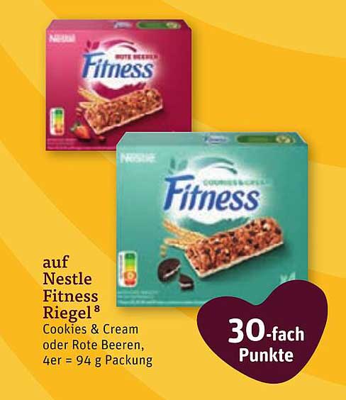 Nestlé Fitness Riegel 4er Packung – Cookies & Cream oder Rote Beeren