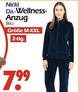 Nicki Da.-Wellness-Anzug Blau, Größe M-XXL, 2-tlg.