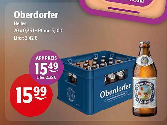 Oberdorfer Helles – 20 x 0,33 l für nur 15,49 €