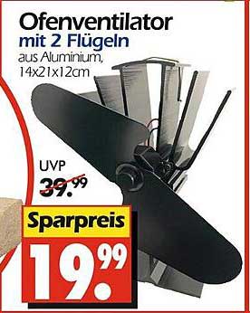 Ofenventilator mit 2 Flügeln aus Aluminium, 14x21x12cm