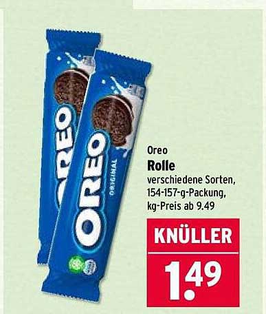 Oreo Rolle, verschiedene Sorten, 154-157-g-Packung