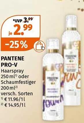 PANTENE PRO-V Haarspray 250 ml oder Schaumfestiger 200 ml für nur 2,99 €