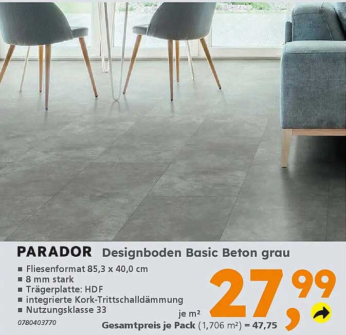PARADOR Designboden Basic Beton grau
