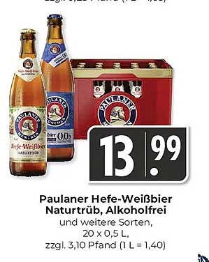 Paulaner Hefe-Weißbier Naturtrüb, Alkoholfrei, 20 x 0,5 L