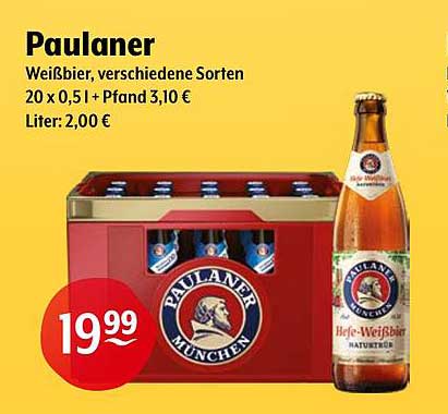 Paulaner Weißbier, verschiedene Sorten 20 x 0,5 l + Pfand 3,10 €