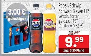 Pepsi, Schwip Schwap, Seven UP - 12 x 1,0 L PET