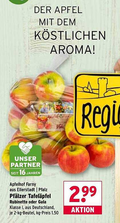 Pfalzäpfel der Sorte Gala oder Rubinetta - 2 kg Beutel zum Aktionspreis!