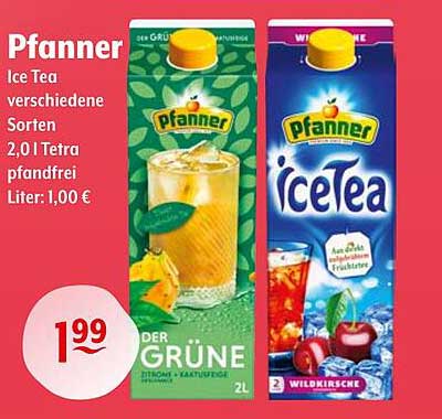 Pfanner Ice Tea verschiedene Sorten 2,0l Tetra, pfandfrei