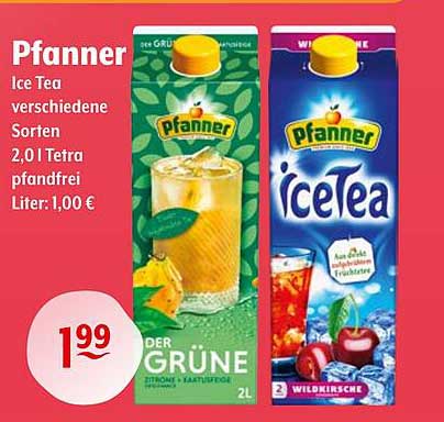 Pfanner Ice Tea verschiedene Sorten 2L Tetra pfandfrei