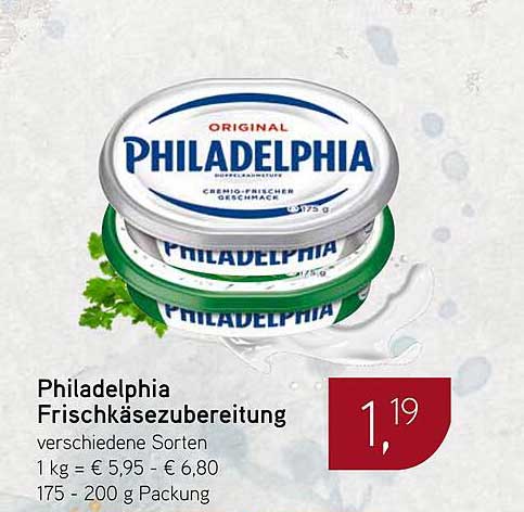 Philadelphia Frischkäsezubereitung - verschiedene Sorten