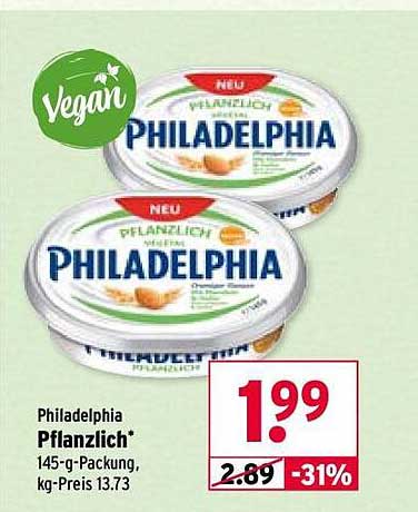 Philadelphia Pflanzlich 145-g-Packung