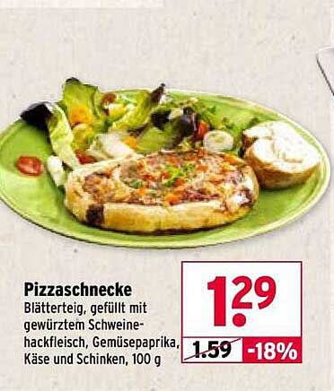 Pizzasnack – Blätterteig gefüllt mit gewürztem Schweinehackfleisch, Gemüsepaprika, Käse und Schinken, 100 g