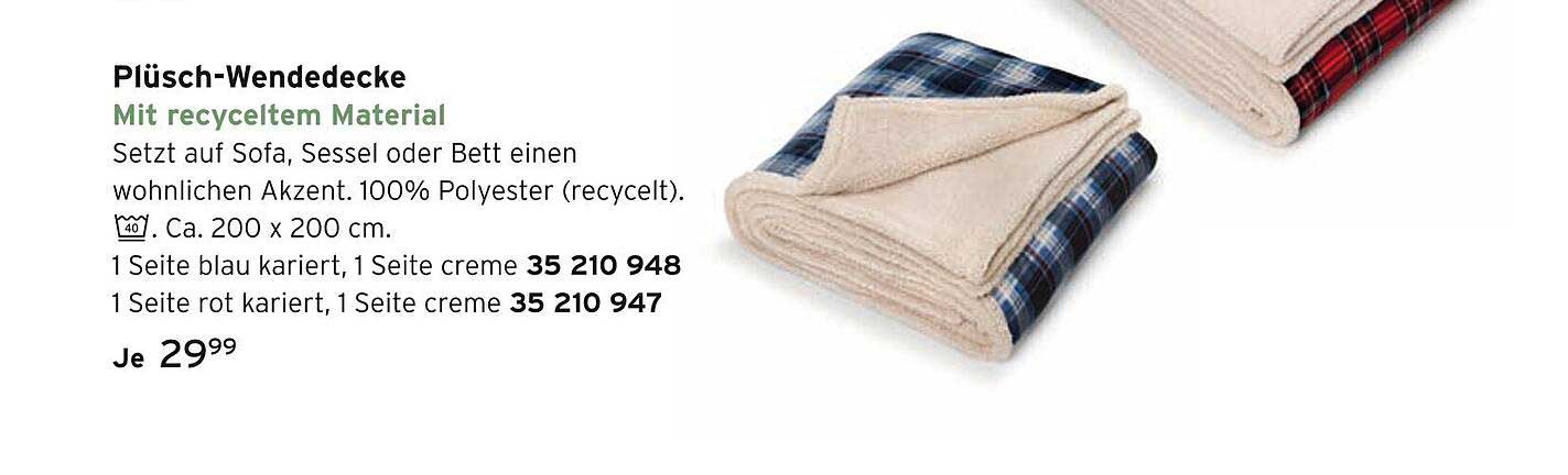 Plüsch-Wende-decke mit recyceltem Material