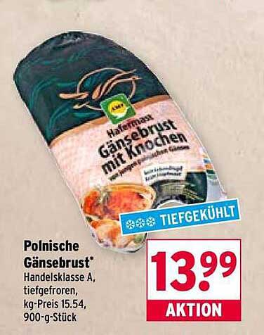 Polnische Gänsebrust mit Knochen - Handelsklasse A, tiefgefroren