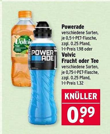Powerade und Volvic Frucht oder Tee für nur 0,99 €
