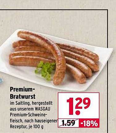 Premium-Bratwurst im Saitling