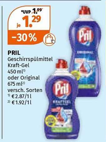 PRIL Geschirrspülmittel Kraft-Gel 450 ml oder Original 675 ml -30%