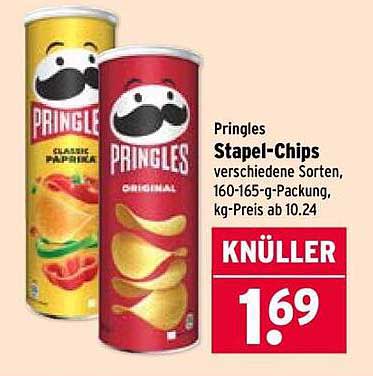 Pringles Stapel-Chips verschiedene Sorten, 160-165-g-Packung