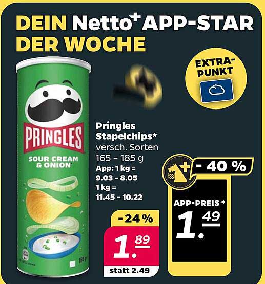 Pringles Stapelchips - Sour Cream & Onion 165-185 g