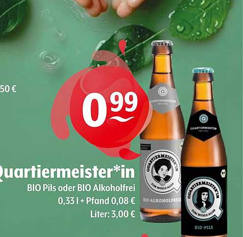 Quartiermeister*in BIO Pils oder BIO Alkoholfrei 0,33 l