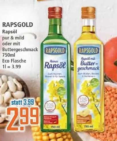 RAPSGOLD Rapsöl pur & mild oder mit Buttergeschmack 750ml