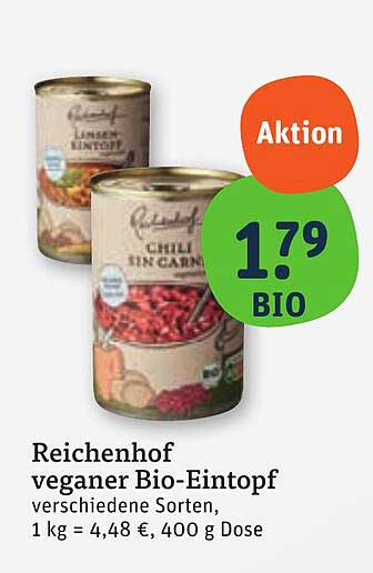 Reichenhof vegane Bio-Eintöpfe – verschiedene Sorten, 400 g Dose