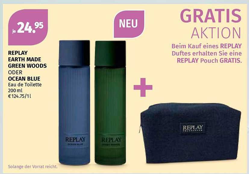 REPLAY EARTH MADE GREEN WOODS ODER OCEAN BLUE Eau de Toilette 200 ml