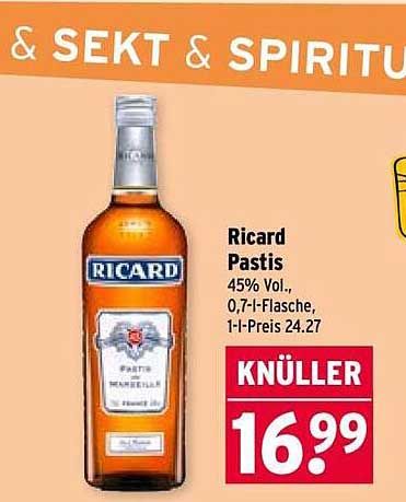 Ricard Pastis 0,7 l - Jetzt zum Spitzenpreis!