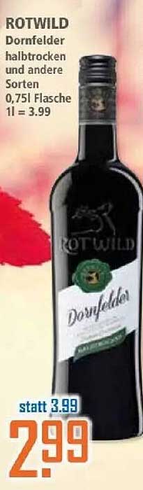 ROTWILD Dornfelder halbtrocken 0,75l Flasche