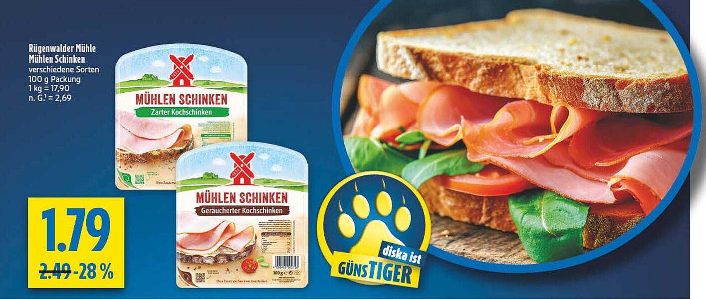 Rügenwalder Mühle Mühlen Schinken verschiedene Sorten