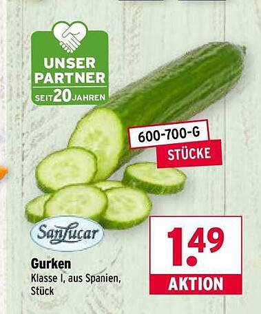 SanLucar Gurken Klasse I, aus Spanien, Stück