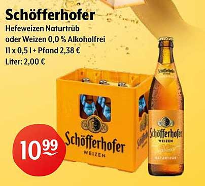 Schöfferhofer Hefeweizen Naturtrüb oder Weizen 0,0 % Alkoholfrei