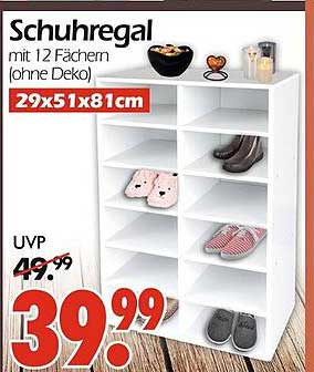 Schuhregal mit 12 Fächern (ohne Deko)