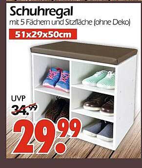 Schuhregal mit 5 Fächern und Sitzfläche (ohne Deko)
