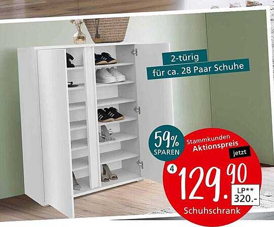 Schuhschrank 2-türig für ca. 28 Paar Schuhe